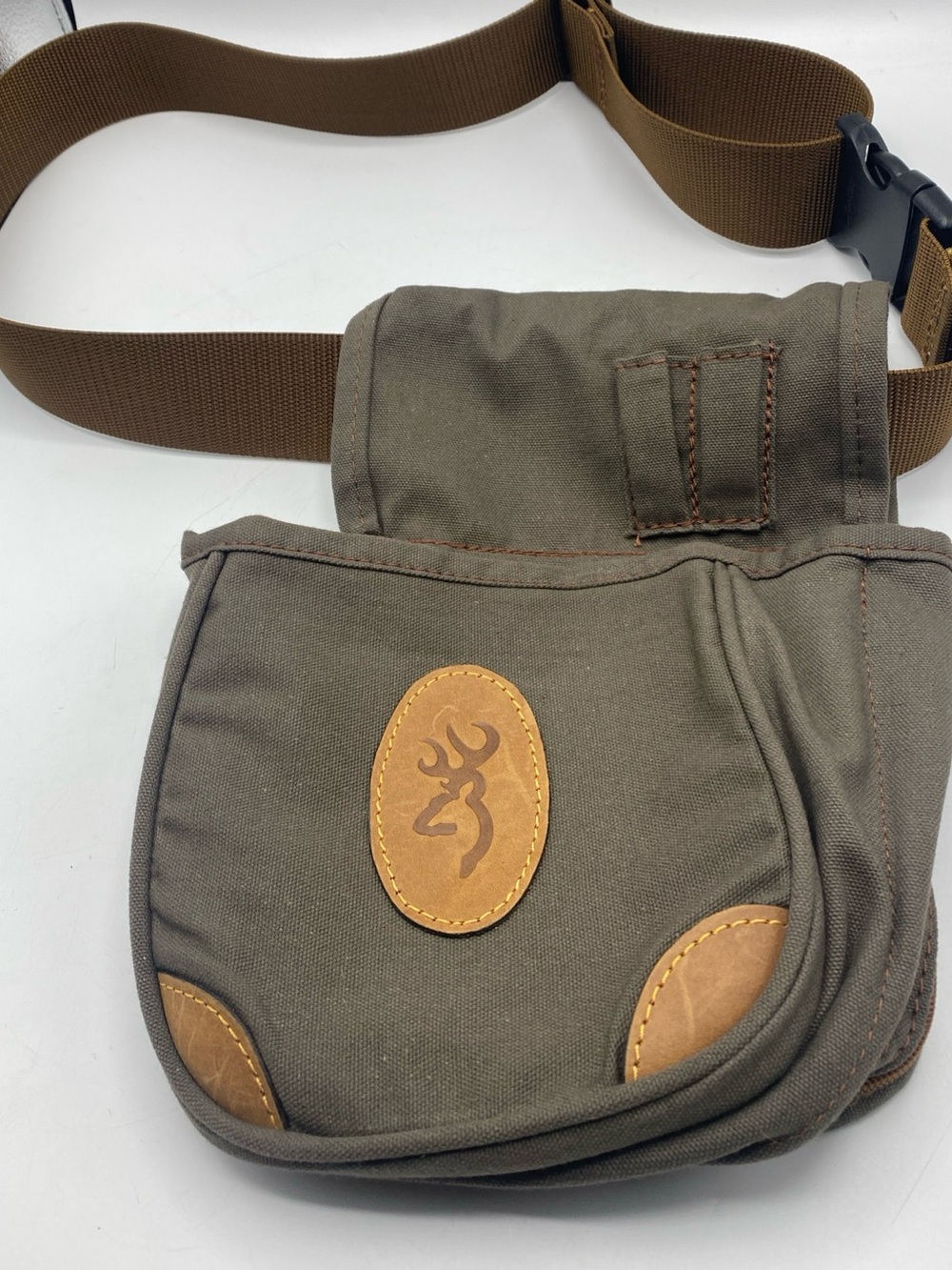 Browning Canvas Leather Shell Pouch Hunting Belt Bag Adjustable Outdoor